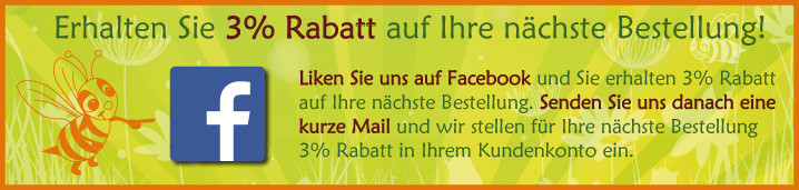 Liken Sie uns auf Facebook und erhalten Sie 3% Rabatt auf Ihre nächste Bestellung.