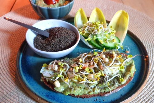 Krachtpatser - avocado, ei en moringadip