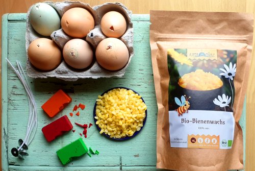 Egg candles, self poured with our beeswax pastilles