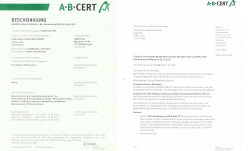 Biologisch certificaat voor het jaar 2022/23 is binnen