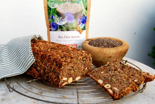 Super seed bread with hazelnut honey and psyllium husks