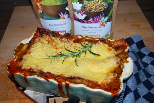 Vegetable lasagna with kale bechamel