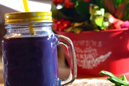 Sweet bilberry smoothie with royal jelly