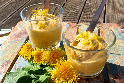 Nice cream met paardenbloemen