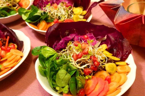 Radicchio wrap salad with purple kimchi