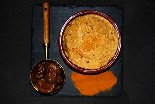 Date sheep cheese spread with aspermills dates & turmeric 