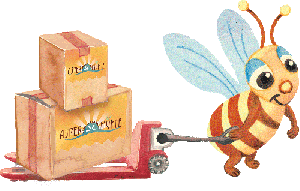 Biene mit Hubwagen