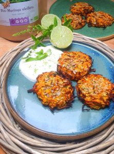 Vegetable Fritters with Moringa & Lemon/Mint Sourcream