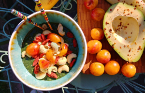 Bowl with barley grass juice powder