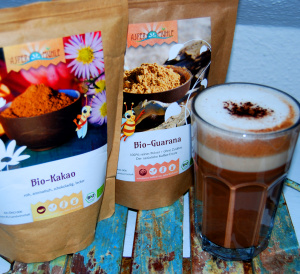 Hot drinking chocolate with guarana powder