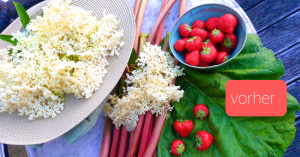 Vlierbessenpudding met aardbeien