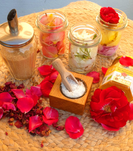 Rose body scrub with acacia honey