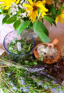 Peppery herb salt with fresh garden herbs.