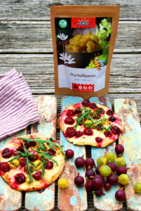 Kleine Flammkuchen mmit Stachelbeeren