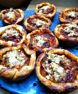 Wild herbs meadow tartlets savory with fresh salad