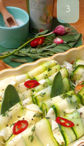 Zucchini parcels in baking dish