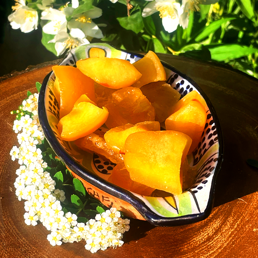 Stukjes kweepeer met appelstroop - osmotisch gedroogd 