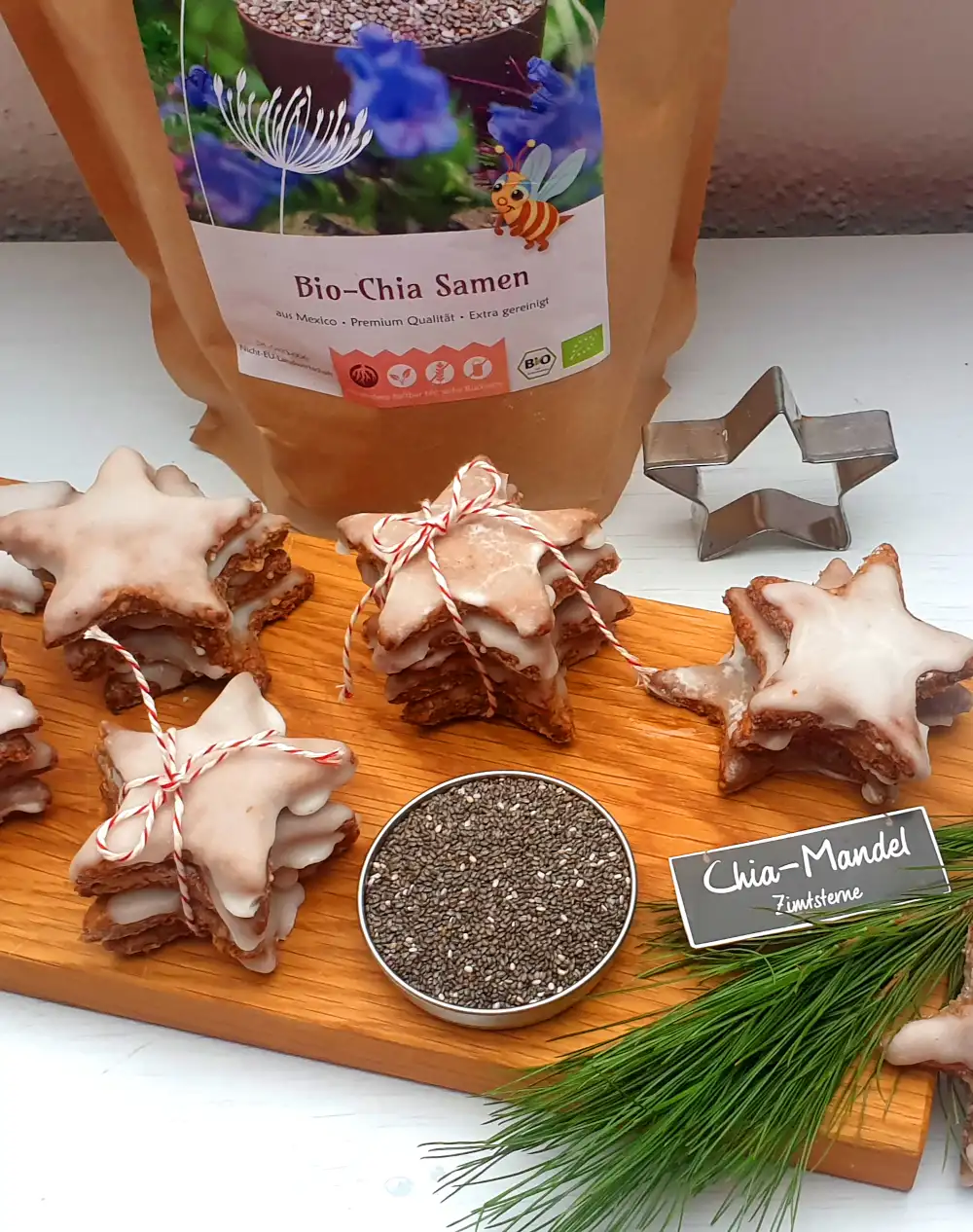 Chia almond cinnamon stars