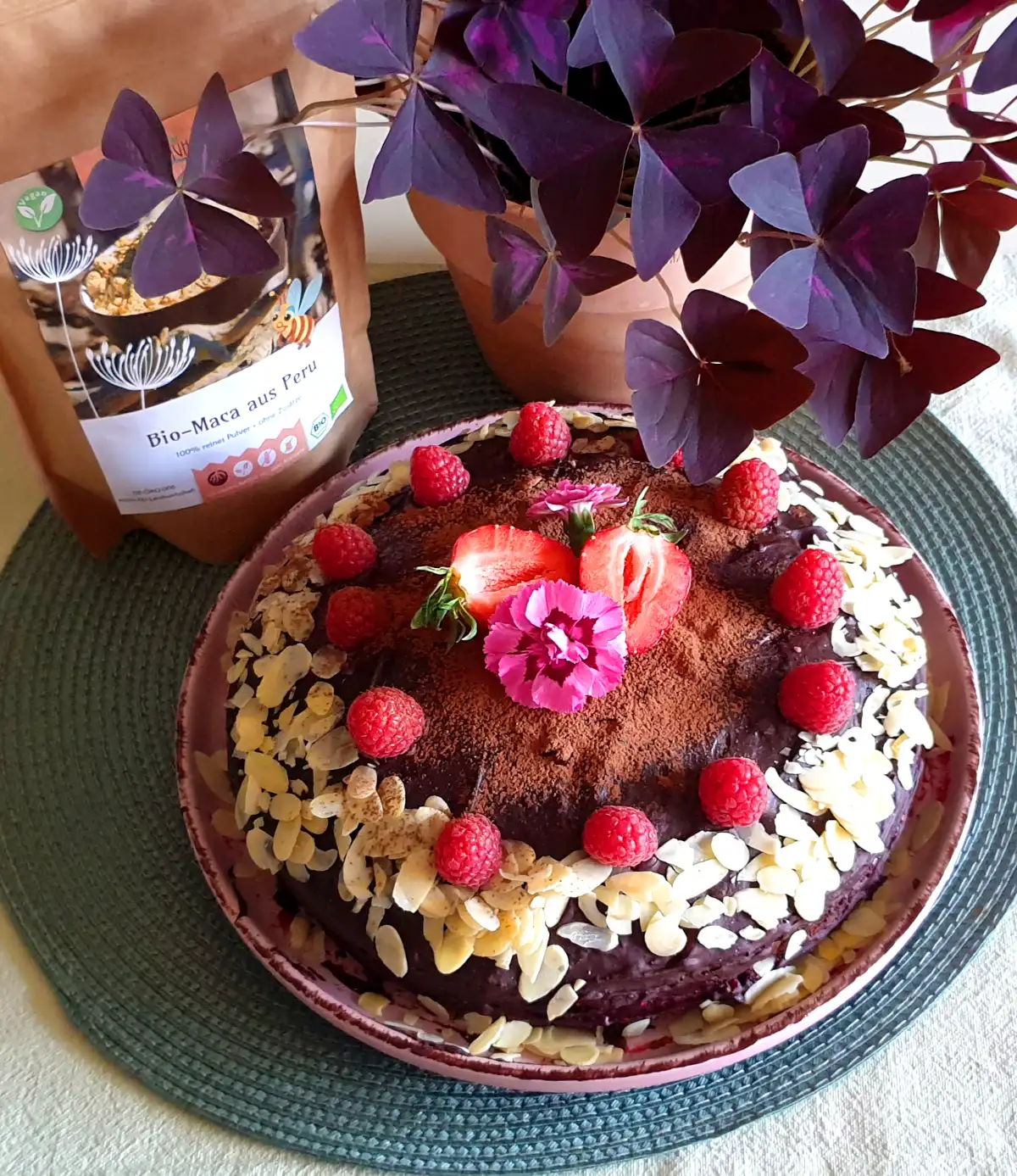 Raspberry and almond cake