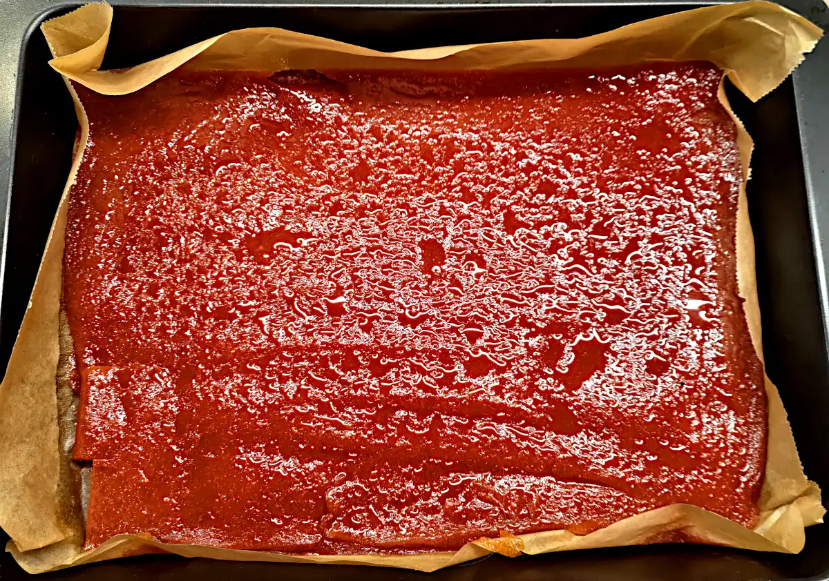 Quince bread on a baking tray