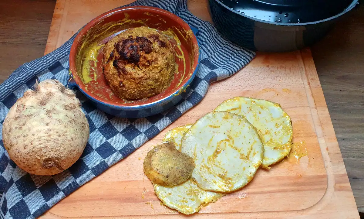 Roast celeriac slices